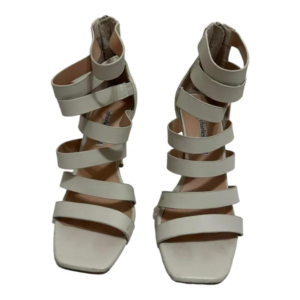 Charles David Velma White Caged‎ Leather Strappy Heels Sandals Size 7.5 - Image 2