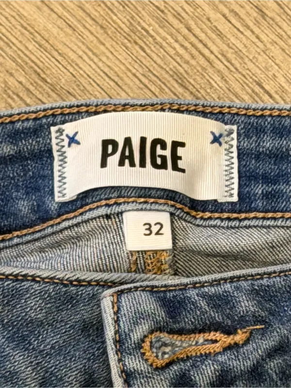 PAIGE Verdugo Ankle Jeans Women's Size 32 Blue Mid Rise Raw Hem Skinny - Image 2