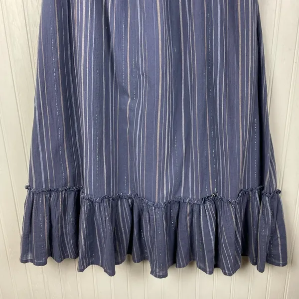 Vintage Y2K Old Navy Strapless Sundress Size Small Blue Metallic Stripe FLAWED - Image 11