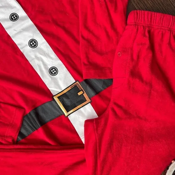Holiday Famjams By Vayola Christmas Outfit Set Long Sleeve Top Pajama Red Medium - Image 3