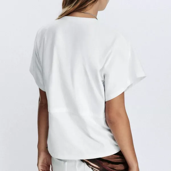Zara NWT white heavy cotton tee shirt with drawstring waist peplum cinched waist - Image 6