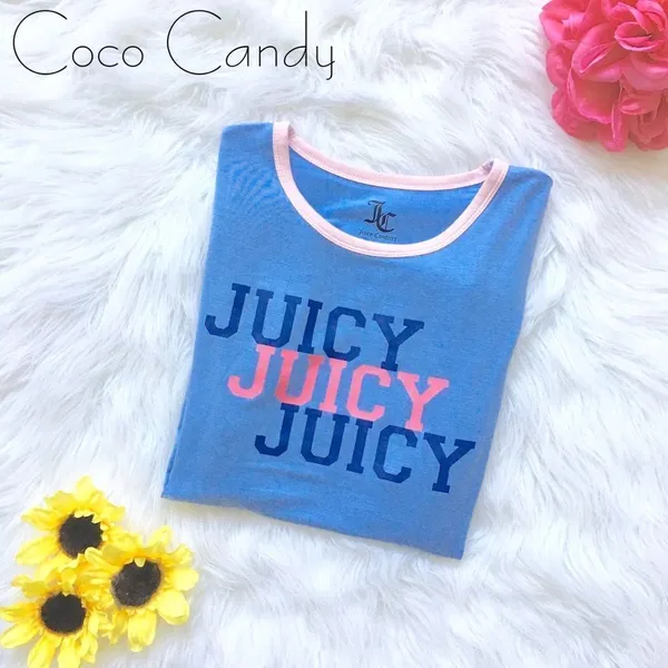 🆕Juicy Couture Logo Blue Short Sleeve Shirt - Image 3