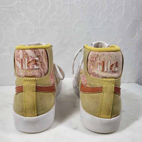 Nike Zoom Blazer Premium SB Womens 5.5 Sanded Gold Paisley Patchwork High Top - Image 4