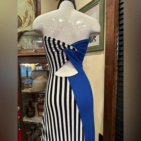 REMAIN Colorblock Striped Strapless Maxi Dress Cutout Back XS Coastal Boho - Image 9