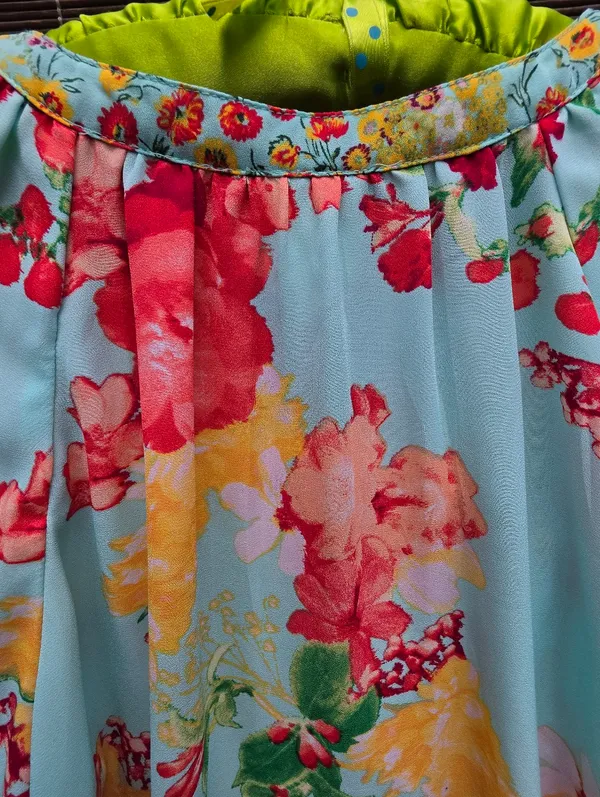 Fig & Flower Floral Blouse Boho Sheer 3/4 Sleeve Colorful Top Large - Image 7