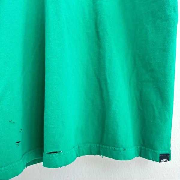 Vans Green Destroyed off the shoulder Tee - Image 4