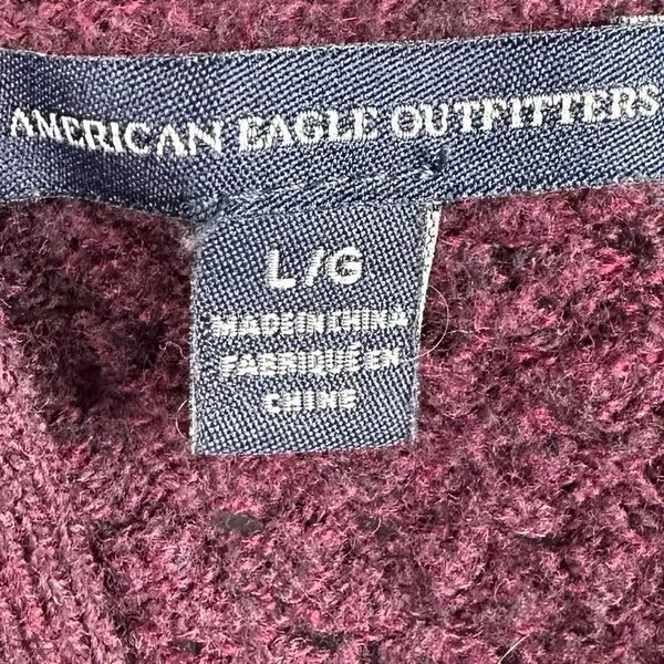 American Eagle Textured Knit Sweater Women’s Large‎ Burgundy Crewneck Pullover - Image 6