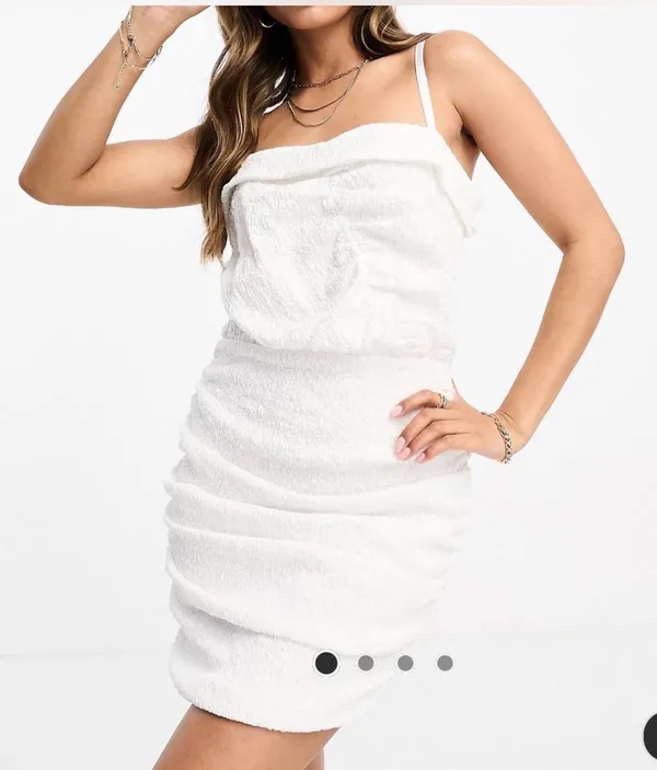 ASOS DESIGN Strappy Textured Ruched Mini Dress - Image 5