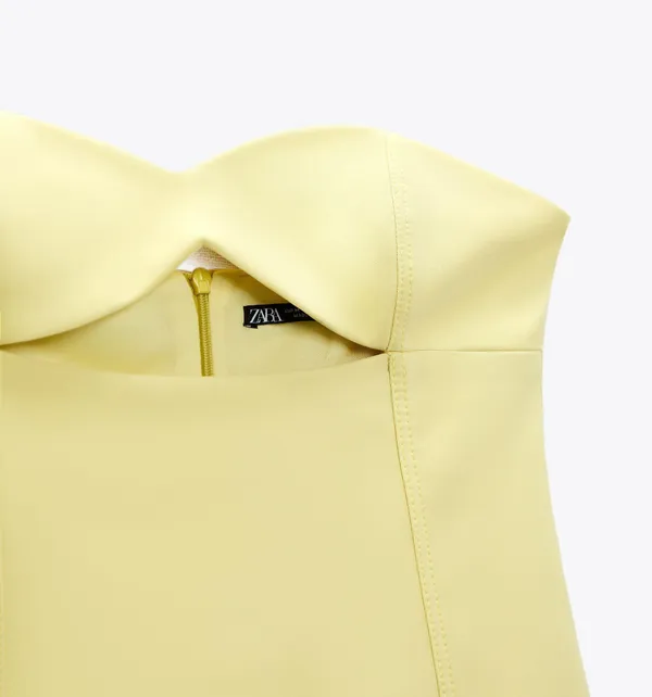 ZARA Bodycon Strapless Mini Lemon Party Coctail Shower Bridal 🍋Dress - Image 13