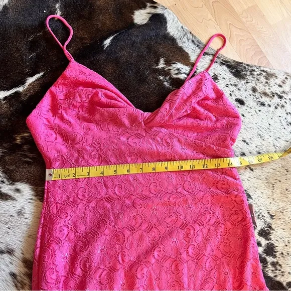 NSR Hot Pink Lace Midi Dress Sleeveless Lined Size‎ L NWOT - Image 8