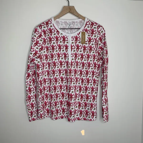 Roller Rabbit Monkey Pajama Top Pink Womens Medium New - Image 2