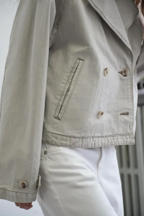 BNWT Zara Blue/Grey Washed Herringbone Jacket  - Image 6