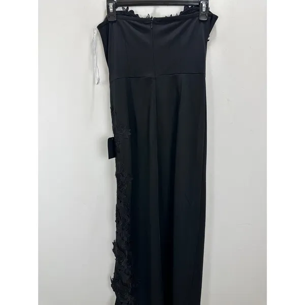 Lulus Elegant Mood Black 3D Floral Applique Strapless Maxi Dress Formal S NWT - Image 10