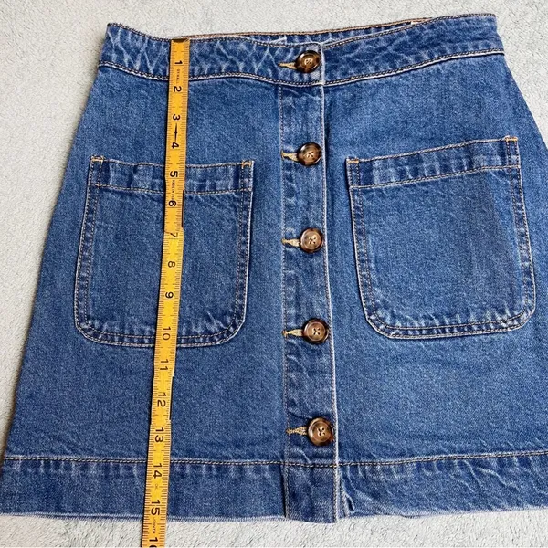Free People We The Free Mini Skirt Womens 25 Denim Button Front Super High Rise - Image 2