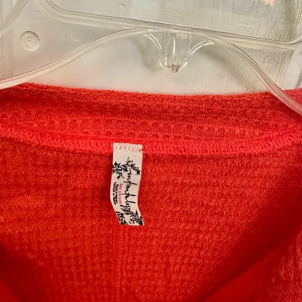 Free People Long Sleeve Orange Top Size Small - Image 2
