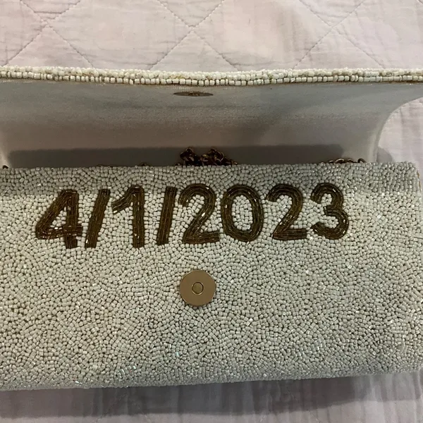PRETTY ROBES Custom Hand Beaded Clutch Bridal Wedding Bride Bag - Image 3