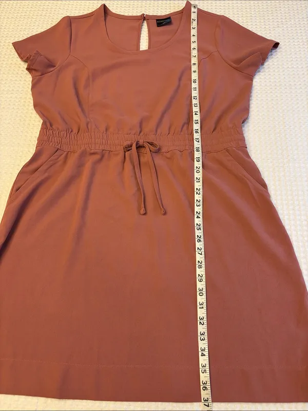 32 Degrees Cool Large Elastic Waist Shirt Dress Mauve Pink Scoop Neck Pockets - Image 12
