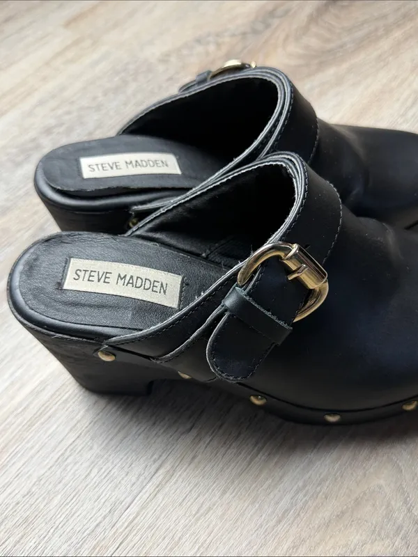 Steve Madden Leather Studded Platform Clogs – Women’s Size 6M - Image 5