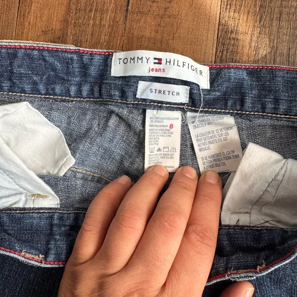 Vintage Tommy Hilfiger Bootcut Jeans Size 8 Dark Blue Y2K - Image 2