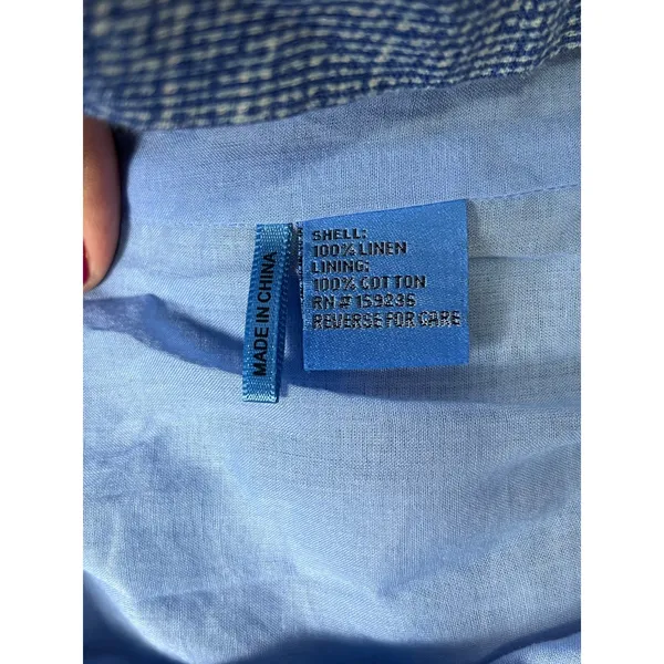 J. McLaughlin Rue Dress Large Blue 100% Linen Shift Sleeveless Coastal Resort - Image 6
