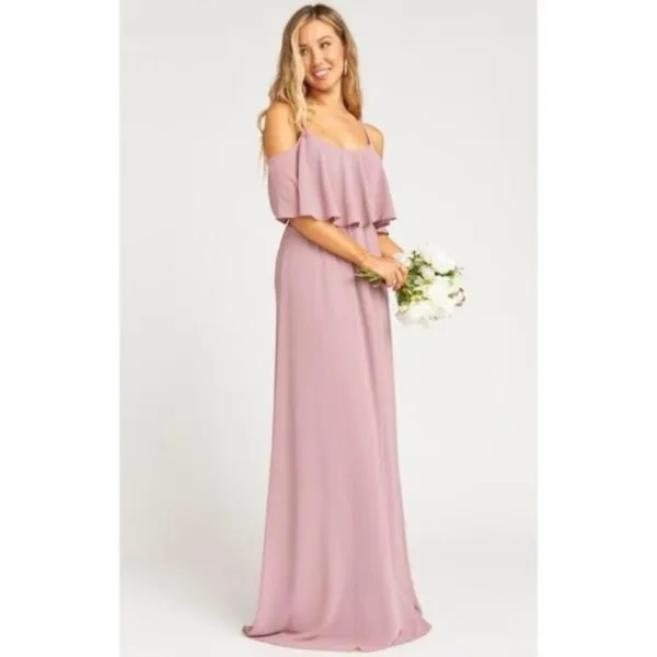 Show Me Your Mumu SMYM Caitlin ruffle maxi dress in antique rose pink NEW XS - Image 3