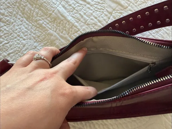 Studded Strap Faux Leather Shoulder Bag - Burgundy / Dark Red - Image 7