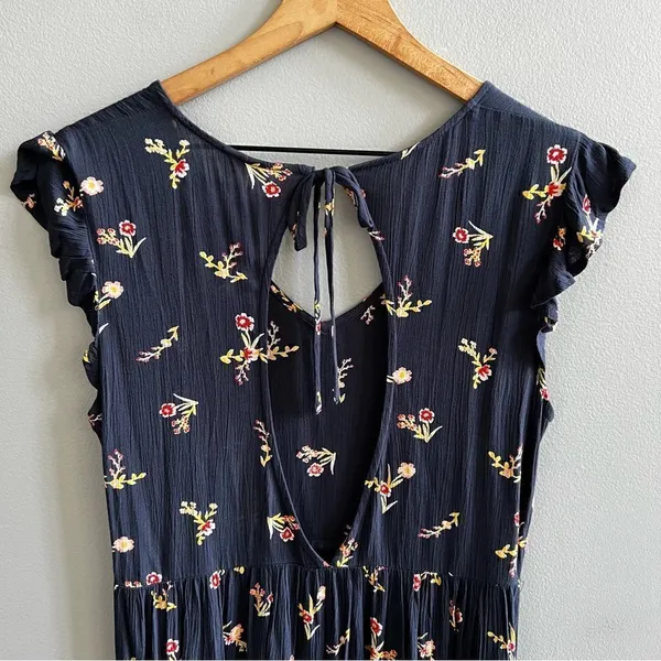 Roxy Rush Minute Short Sleeve Midi Dress Navy Floral Size Small - Image 6