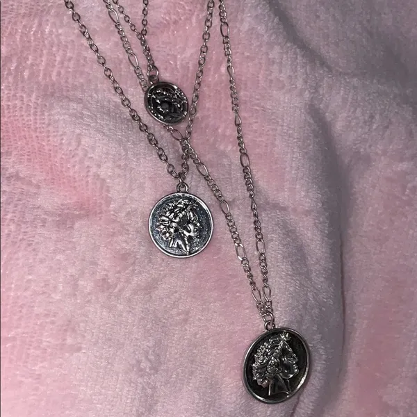 Lulus Made of Stardust Silver Rhinestone Layered Coin Necklace - Image 3