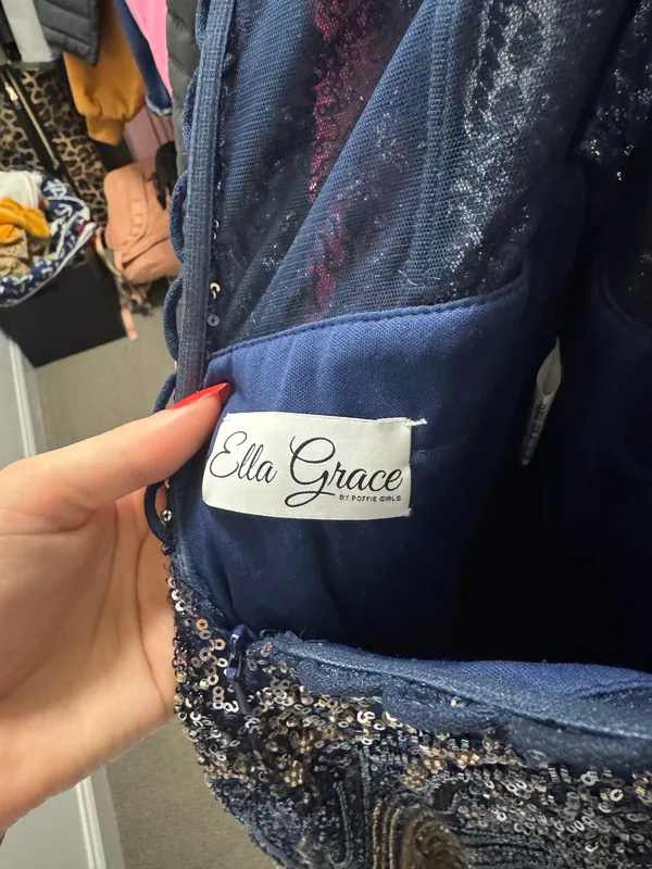 Ella Grace Navy Strapless Evening Gown Blue Size 8 - Image 3