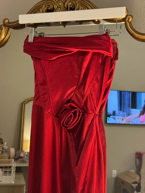 Lucy in the Sky Red Satin Dress - Image 2