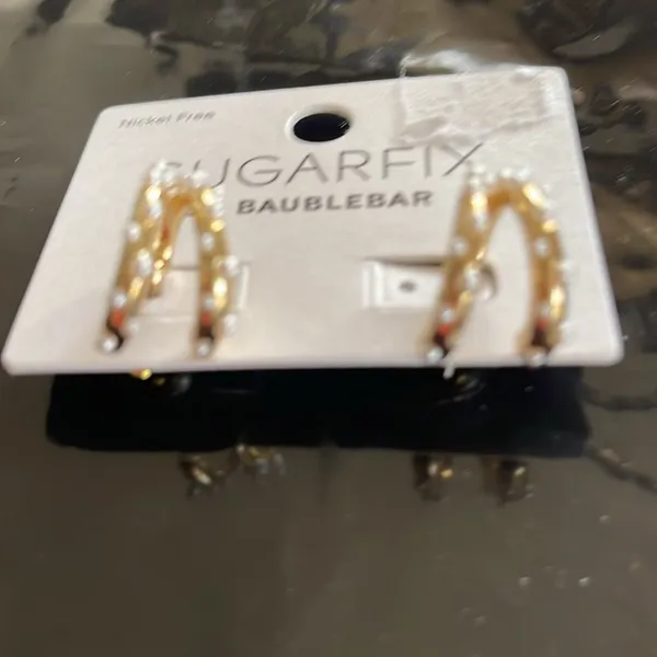 Baublebar Sugarfix Pearl & Gold double Hoops NWT - Image 2