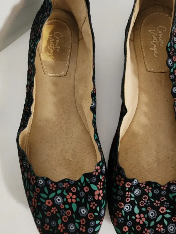 Crown Vintage Westyn Black Floral Print Ballet Flats Size 9 - Image 4