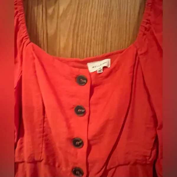 MELLODAY Orange Square Neckline A-Line Lined Mini Dress 3/4 Sleeves Size‎ XS - Image 6