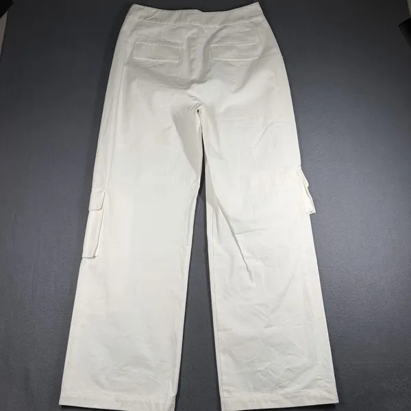 Grey Lab Cargo Pants Womens L White Wide Leg Cotton Twill Utility Pockets Casual - Image 9