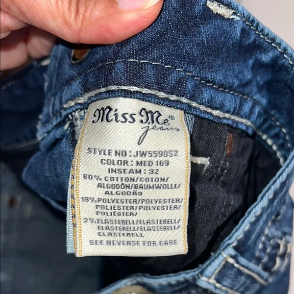 Miss Me Blue Skinny Jeans with Distressed Detailing thick stitch 28 - Image 12