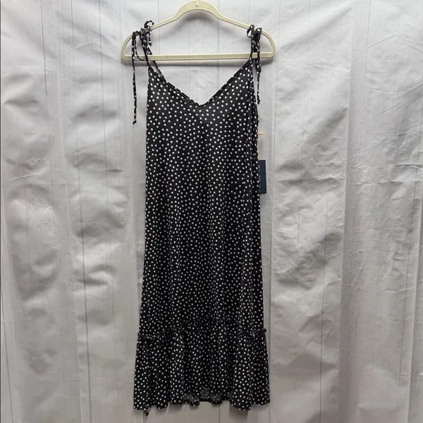 Modcloth Black Polka Dot It's a Go Tie Shoulder V Neck Ruffle Hem Midi Dress - Image 4