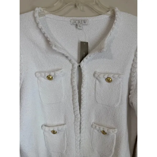 NWT J.Crew Odette Lady Jacket Cardigan Womens M White Gold Button Boucle - Image 6