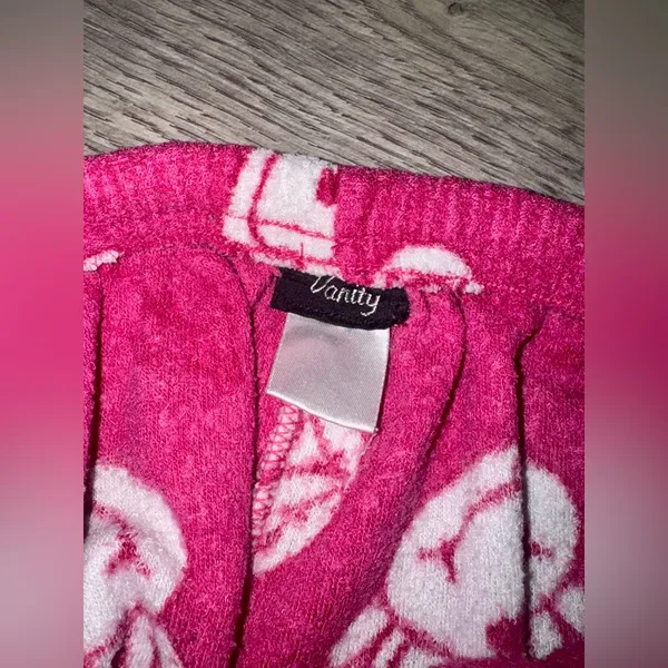 Vanity vintage Y2K pink monkey lounging pants with bananas - Image 2