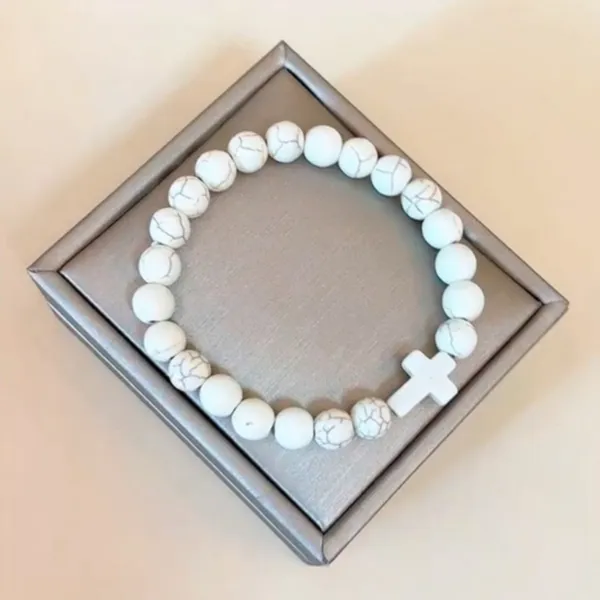 Lovely Faith Vintage-Inspired Beaded Bracelet with Cross‎ Pendant - Image 8