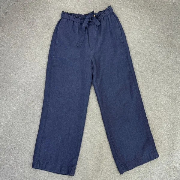 Polo Ralph Lauren Linen Drawstring Wide Leg Pants Denim Blue Small‎ Paperbag - Image 16