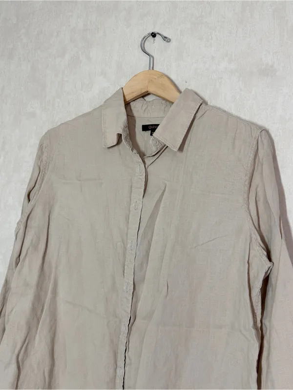 Quince Women’s 100% European Linen Long Sleeve Shirt in Driftwood M - Image 5