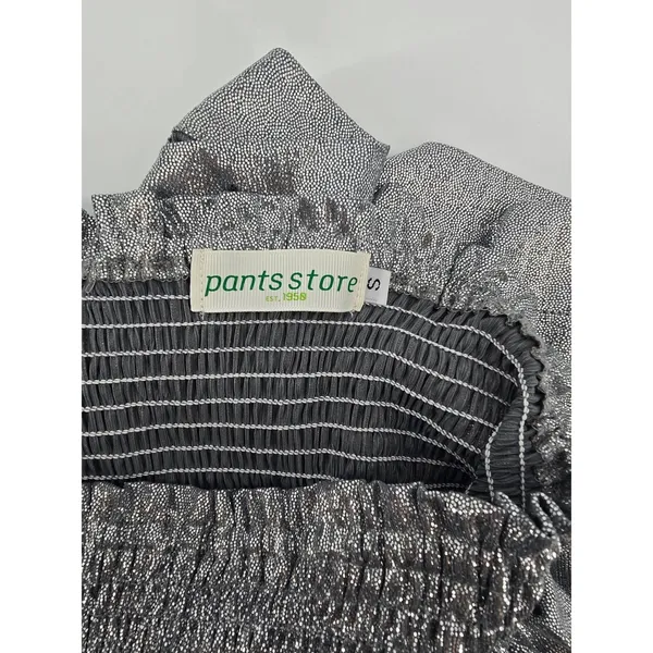 Pants Store Shorts Womens Small Silver Metallic Smocked High Rise‎ Ruffle Party - Image 3