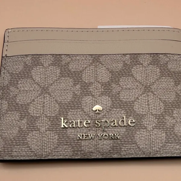 Kate Spade New York Spade Flower Small Slim Card Holder Dark Beige KN761‎ NEW - Image 2