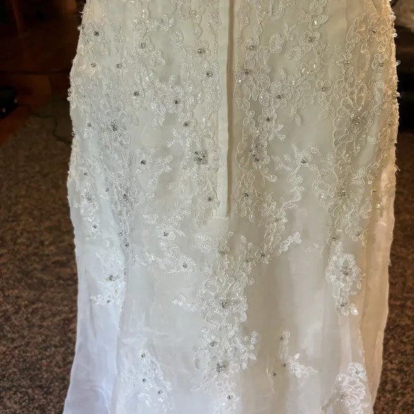 David's Bridal‎ Ivory Strapless Embroidered Organza Wedding Dress Size 8 NWT - Image 10