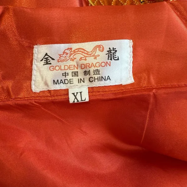 VTG Golden‎ Dragon Kimono Sz XL Red Silk Embroidered Oriental Chinese New Year - Image 6