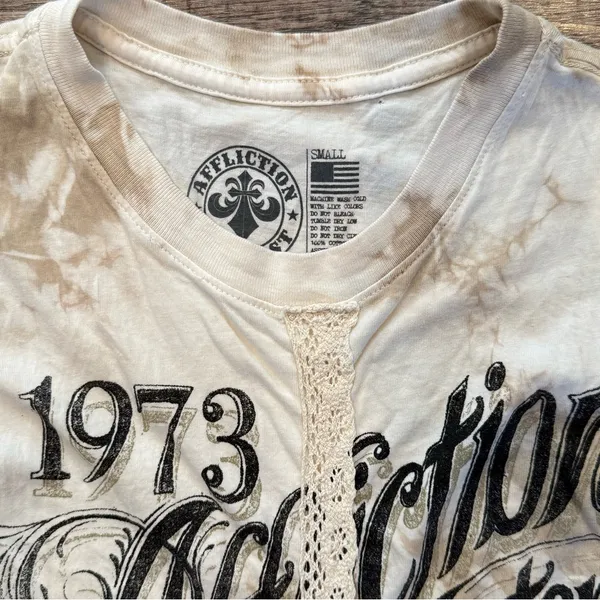 Affliction Women’s Tie Dye Tank Top Lace Accents Biker Motorcycle Grunge Small - Image 2