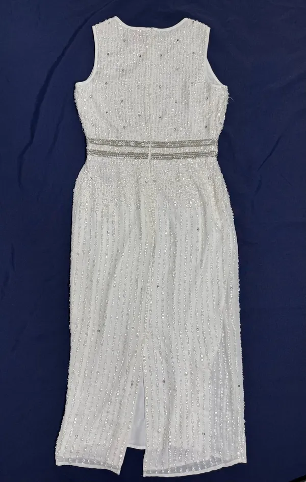 Mac Duggal Ivory Sequin Beaded Formal Maxi Dress Size 6 NWT - Image 3
