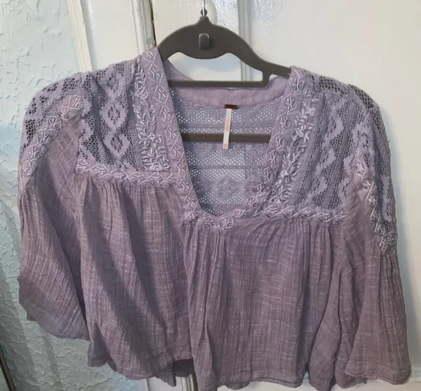 Free People 3/4 Sleeve Blouse In Lavender - Image 4