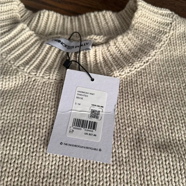 Princess Polly Tan cable knit oversized jumper sweater NWT - Image 6