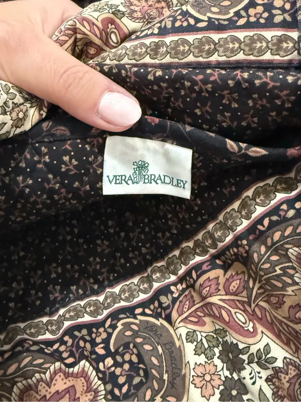 Vera Bradley Retired Black Walnut Floral Tote Bag with Paisley Trim - Image 3